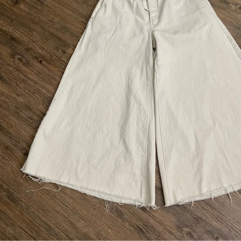 We the Free Free People Cream Wide-Leg Denim Pants XSMALL - Picture 4 of 10